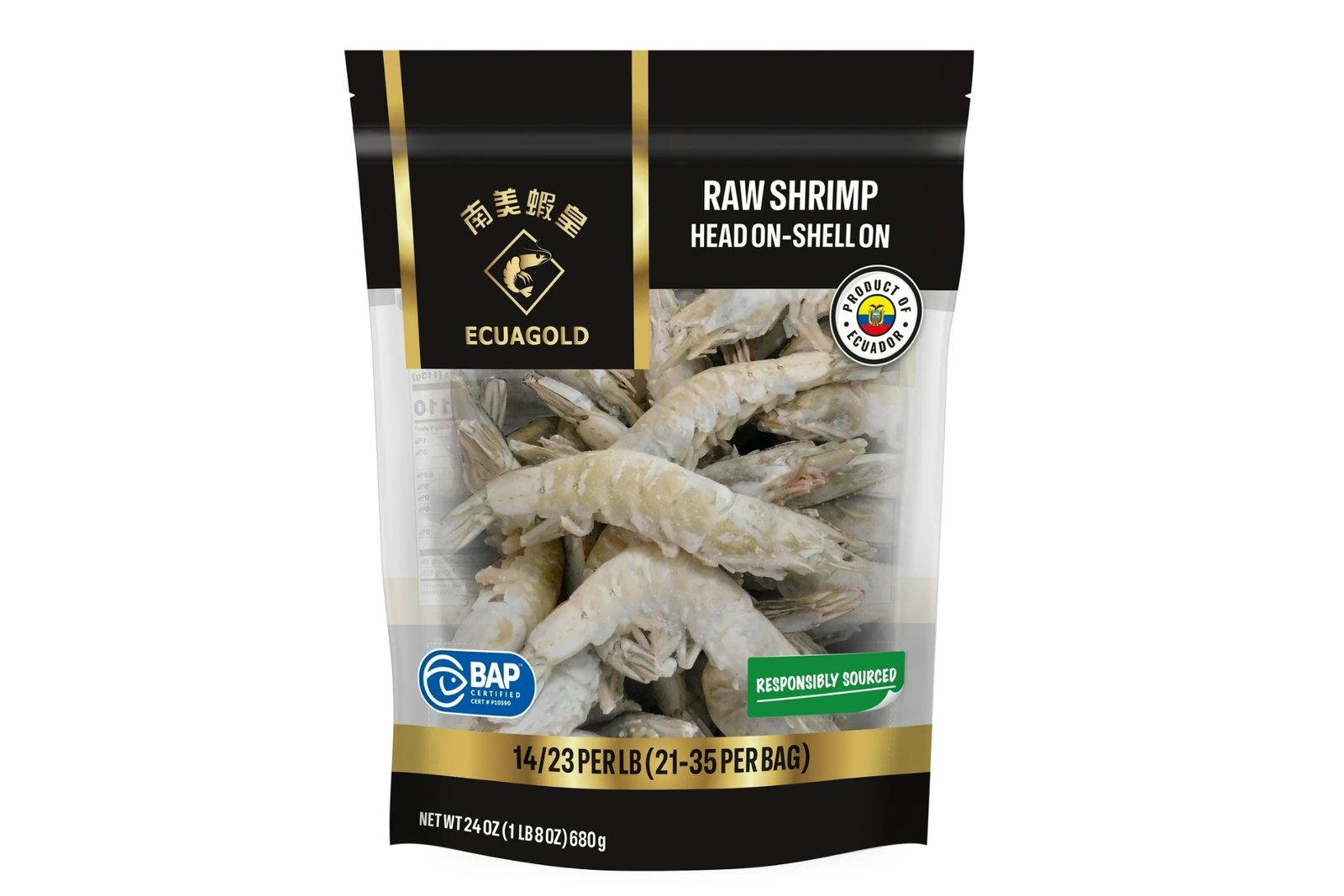 Ecuagold Frozen Raw Shrimp Head-On